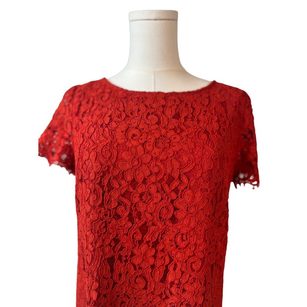 2/$25 ZARA Medium Red / Orange Lace Mini Dress - Picture 13 of 14